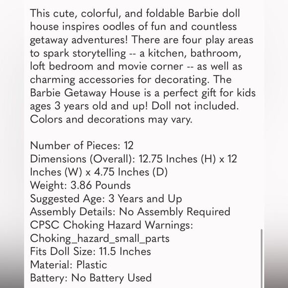 Barbie Getaway House Playset with 4 Play Areas and Pink - Picture 10 of 12